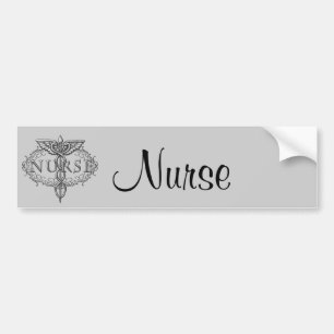 Oval Silver Caduceus Nurse Autoaufkleber