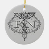 Oval Silver Caduceus RN Nurse Keramikornament (Vorne)