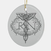 Oval Silver Caduceus RN Nurse Keramikornament (Links)