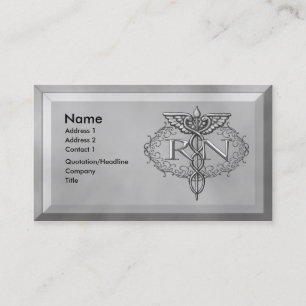 Oval Silver RN Nurse Visitenkarte