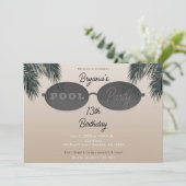 Oval Sonnenbrille Summer Beach Pool Party Einladung (Stehend Vorderseite)
