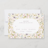 Oval Spring Boho Wildblume Pampas Wedding RSVP Karte (Vorderseite)