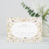 Oval Spring Boho Wildblume Pampas Wedding RSVP Karte (Stehend Vorderseite)