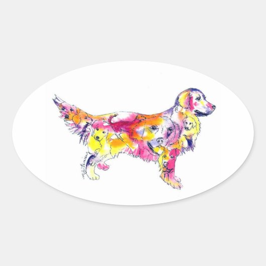 Oval Sticker für Golden Retriever (Vorderseite)