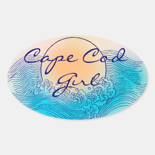 Oval Stickers für Cape Cod Girl (4 pro Blatt) (Vorderseite)