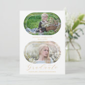 Oval Them & Now Modern 2 Photos Graduation Collage (Stehend Vorderseite)