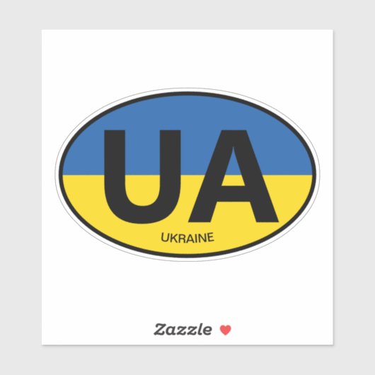Oval Ukraine Flaggenstaat Code Vinyl Car Aufkleber (Blatt)