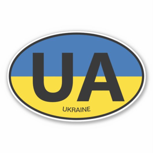 Oval Ukraine Flaggenstaat Code Vinyl Car Aufkleber (Vorderseite)