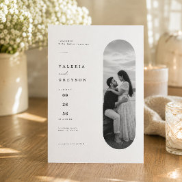 Ovalbogen Elegante redaktionelle Foto-Hochzeit Einladung
