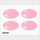 Ovale Aufkleber für das rosa Herz (Blatt)