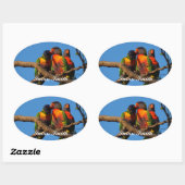 Ovale Aufkleber mit Foto - Rainbow Lorikeet (Blatt)