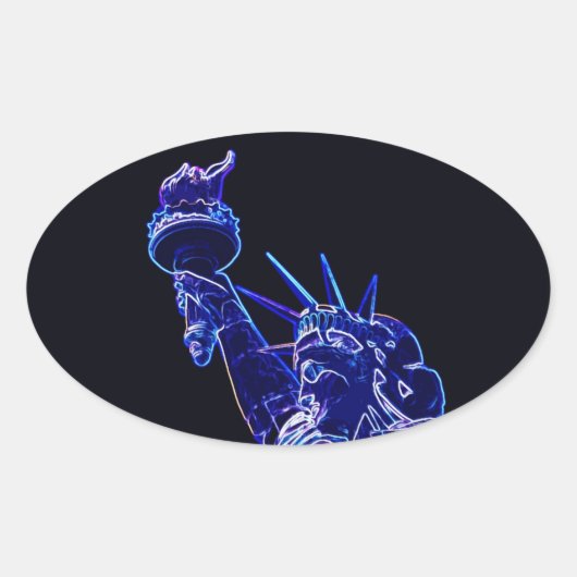 Ovale Aufschrift "Statue of Liberty Pop" Ovaler Aufkleber (Vorderseite)