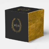 Ovale Blätter Schwarz-Gold-Hochzeit Geschenkschachtel (Rückseite)
