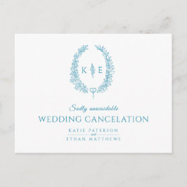 Ovale Blattwraath Monogramm Trauung Stornierung aq Ankündigungspostkarte