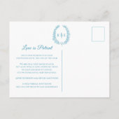 Ovale Blattwraath Monogramm Trauung Stornierung aq Ankündigungspostkarte (Rückseite)