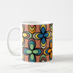 Ovale Blume der 70er Jahre Kaffeetasse