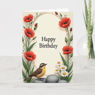 Ovale botanische Geburtstagskarte Karte