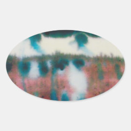 Ovale glänzende Aufkleber mit altem Backstein-Gebä