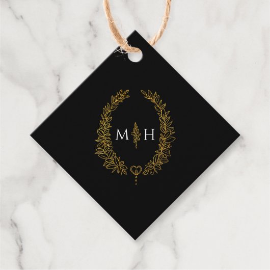 Ovale Hochzeit der schwarzen, goldgelben Kronen Geschenkanhänger (Vorderseite)