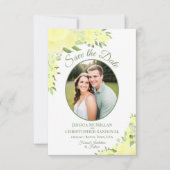 Ovale Hochzeit des Gelben Fotos Save The Date (Vorderseite)