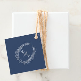 Ovale Hochzeit des Navy-Blue-Blatt-Kranzes Geschenkanhänger
