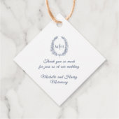 Ovale Hochzeit des Navy-Blue-Blatt-Kranzes Geschenkanhänger (Rückseite)