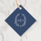 Ovale Hochzeit des Navy-Blue-Blatt-Kranzes Geschenkanhänger (Vorderseite)