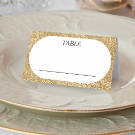 Ovale Hochzeitsempfehlung für White & Gold Glitzer Platzkarte