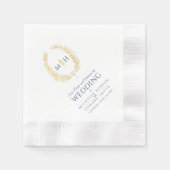 Ovale Hochzeitskleider aus Blauem und Goldblatt Serviette (Vorderseite)