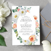 Ovale Hochzeitskleider mit weißem Blumenmotiv Einladung