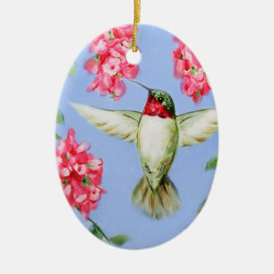 Ovale Kolibri-Verzierung Keramikornament