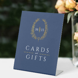 Ovale kranzblaue Goldkarten für Hochzeiten und Ges Sockelschild