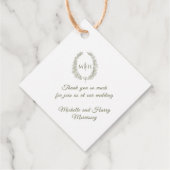 Ovale Oval-Kranz-Monogramm-Hochzeit Geschenkanhänger (Rückseite)