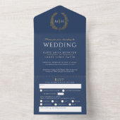 Ovale ovale Blätter mit blauem Goldgold, alle mit  All In One Einladung (Innen Boden)