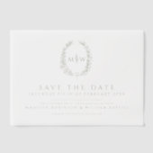 Ovale ovale Monogramm Save the Date Hochzeit Pergament Einladungen (Vorderseite)