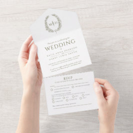 Ovale ovale ovale Blätter für Hochzeiten All In One Einladung