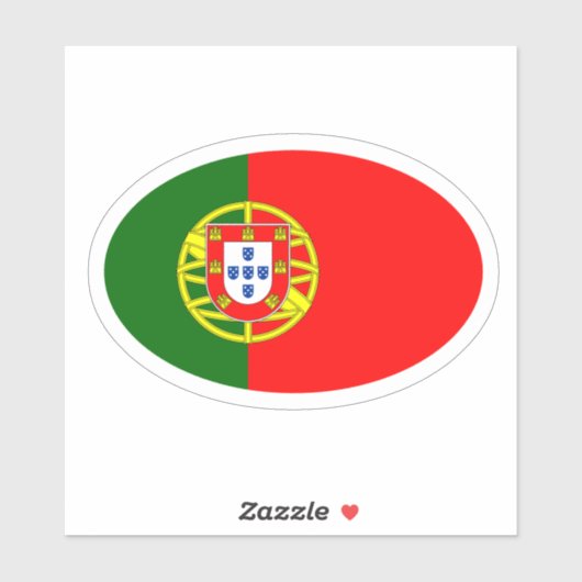 Ovale portugiesische Flagge: Vinyl Car Aufkleber (Blatt)