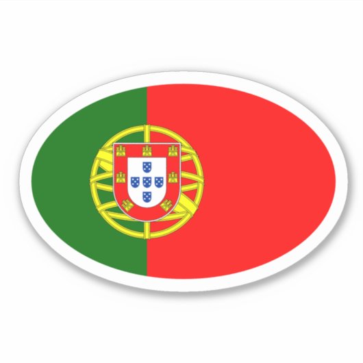 Ovale portugiesische Flagge: Vinyl Car Aufkleber (Vorderseite)