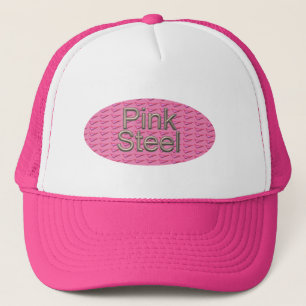Ovale rosa und weiße Trucker-Mütze aus Pink Steel Truckerkappe