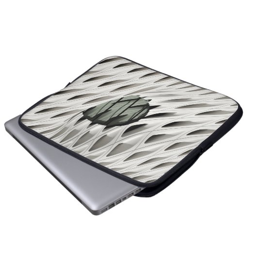 Ovale schwarze Farbglasplatte auf weißer Oberfläch Laptopschutzhülle (Vorne Knopf)