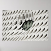 Ovale schwarze Farbglasplatte auf weißer Oberfläch Poster (Vorne)