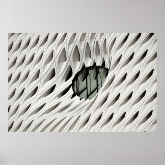 Ovale schwarze Farbglasplatte auf weißer Oberfläch Poster