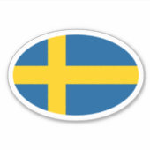 Ovale schwedische Flagge mit Vinyl-Aufkleber Aufkleber (Vorderseite)