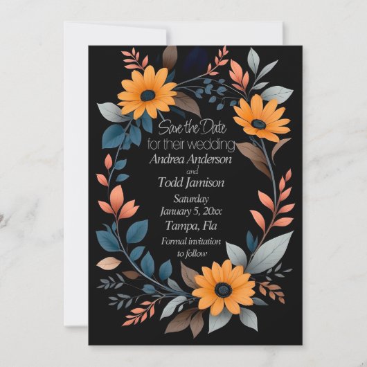 Ovale Sonnenblumenhochzeit Save The Date (Vorderseite)