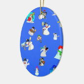 ovale Verzierung der Schneemänner Weihnachts Keramik Ornament (Links)