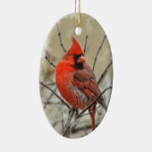Ovale Verzierung, die einen Manneskardinal Keramik Ornament (Rechts)