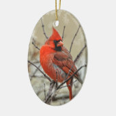 Ovale Verzierung, die einen Manneskardinal Keramik Ornament (Links)