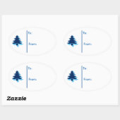 Ovale Weihnachtsbaumgeschenke Tag Sticker-Blau Tön Ovaler Aufkleber (Blatt)