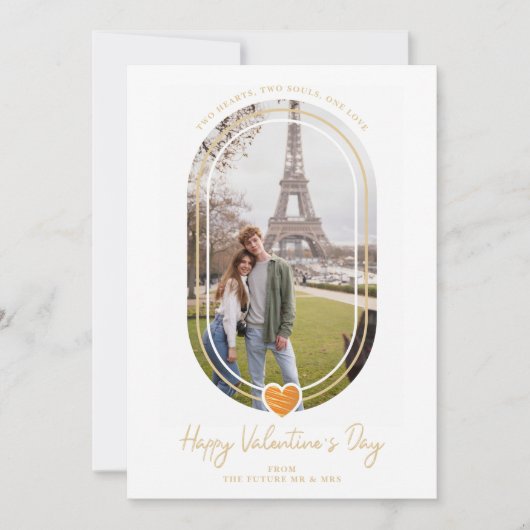 Ovale Wirkung Orangefarbenes Herz - Glücklicher Va Save The Date (Vorderseite)