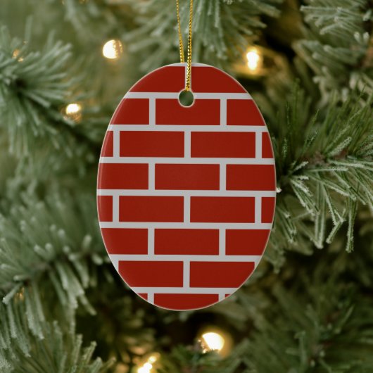 Ovale Ziegel (Brick Red & Gray) Keramik Ornament (Baum)